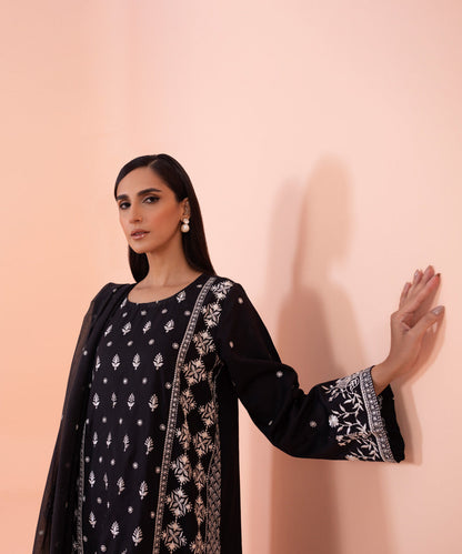 Sapphire - 2 Piece - Embroidered Cotton Satin Suit