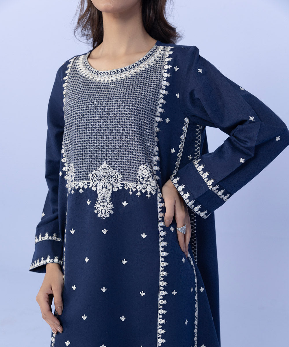 Sapphire - Embroidered Karandi Shirt