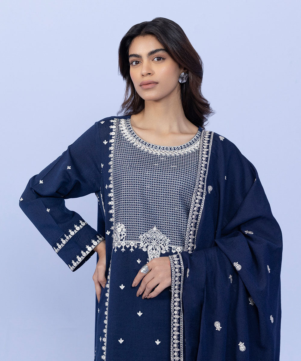 Sapphire - Embroidered Karandi Shirt