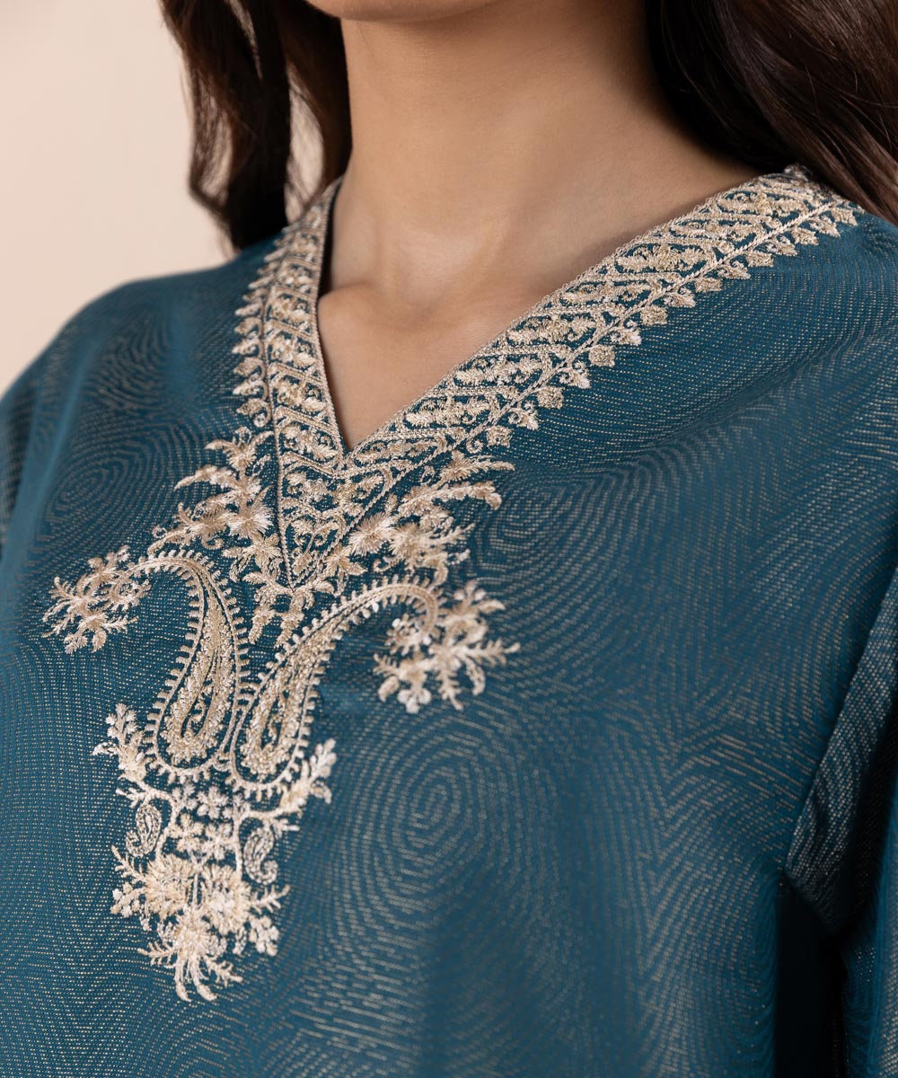 Sapphire - 2 Piece - Embroidered Jacquard Suit