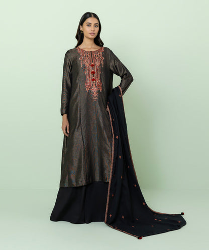 Sapphire - 3 Piece - Embroidered Jacquard Suit
