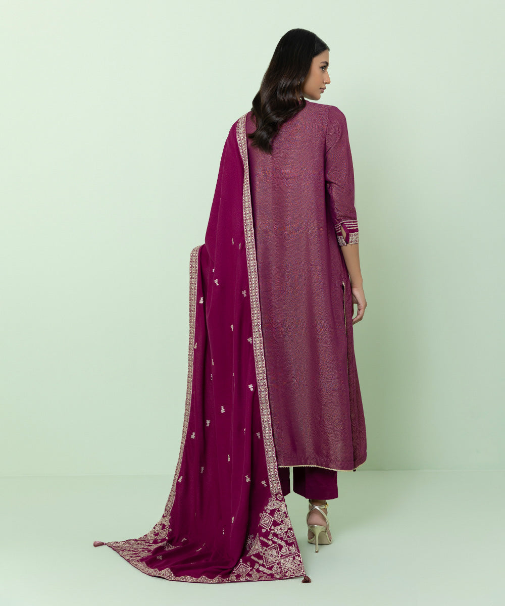 Sapphire - 3 Piece - Embroidered Jacquard Suit