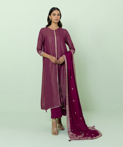 Sapphire - 3 Piece - Embroidered Jacquard Suit