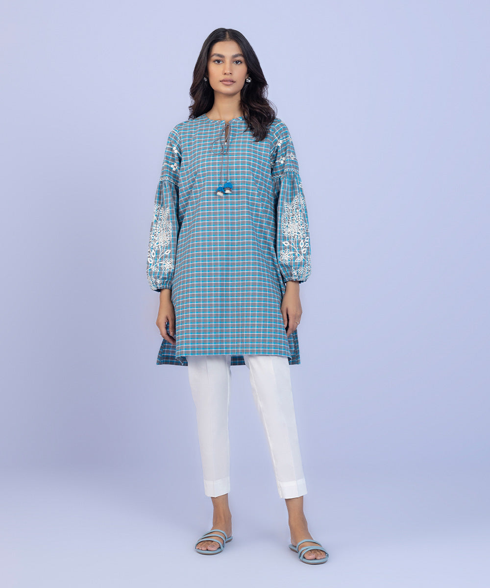 Sapphire - Embroidered Yarn Dyed Shirt
