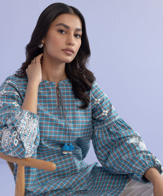 Sapphire - Embroidered Yarn Dyed Shirt