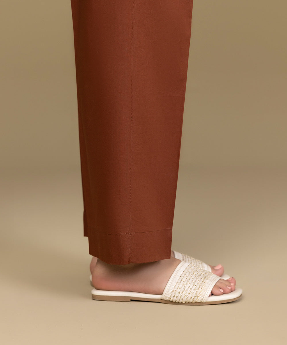 Sapphire - Solid Cambric Straight Pants