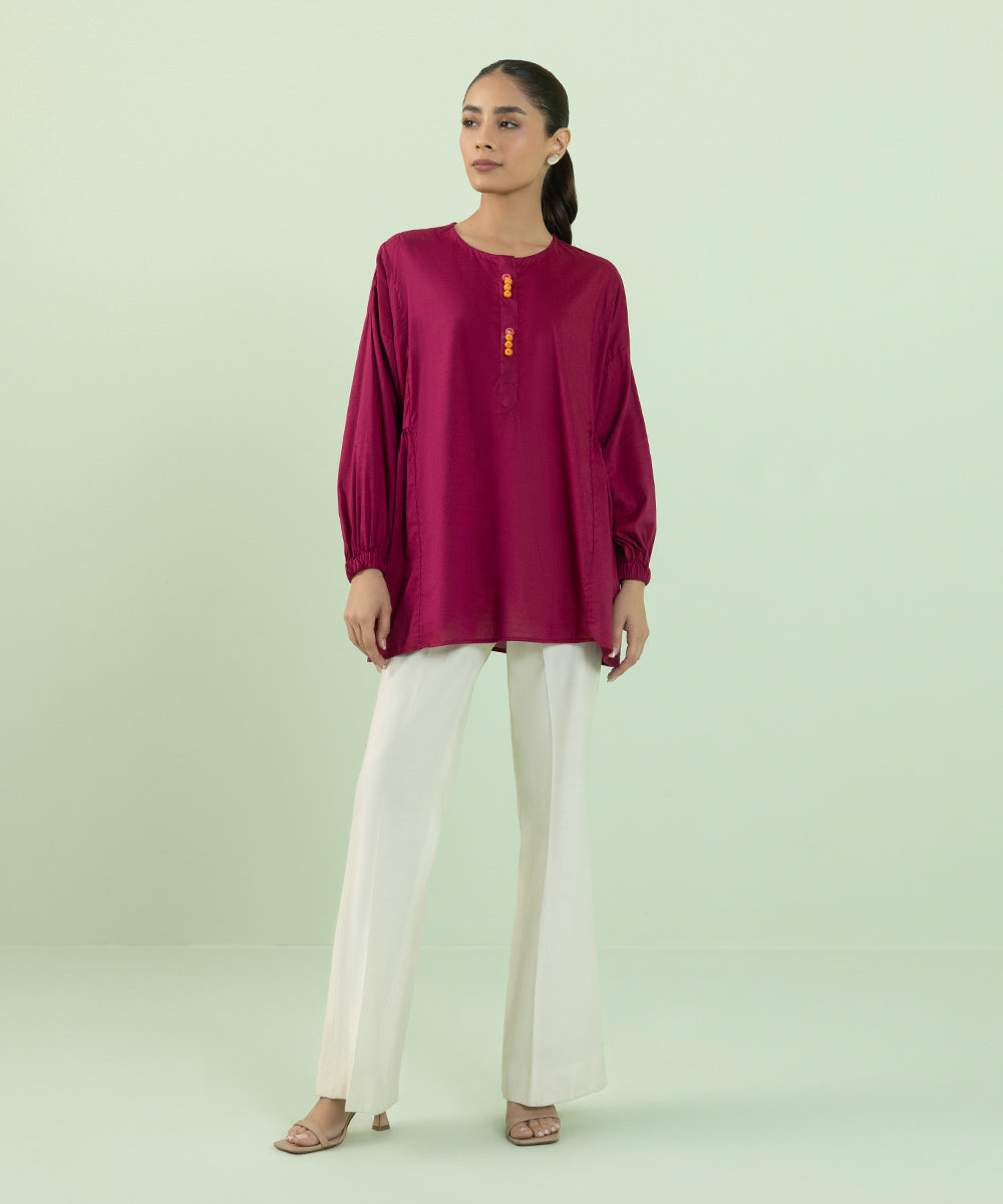 Sapphire - Solid Cotton Viscose Top