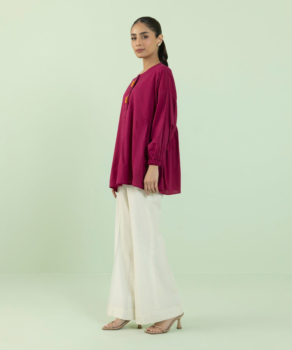 Sapphire - Solid Cotton Viscose Top