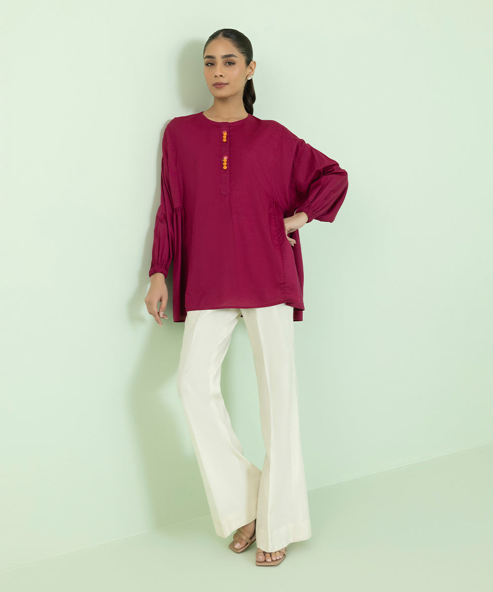 Sapphire - Solid Cotton Viscose Top