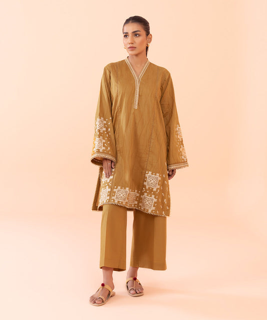 Sapphire - 2 Piece - Embroidered Cotton Satin Suit
