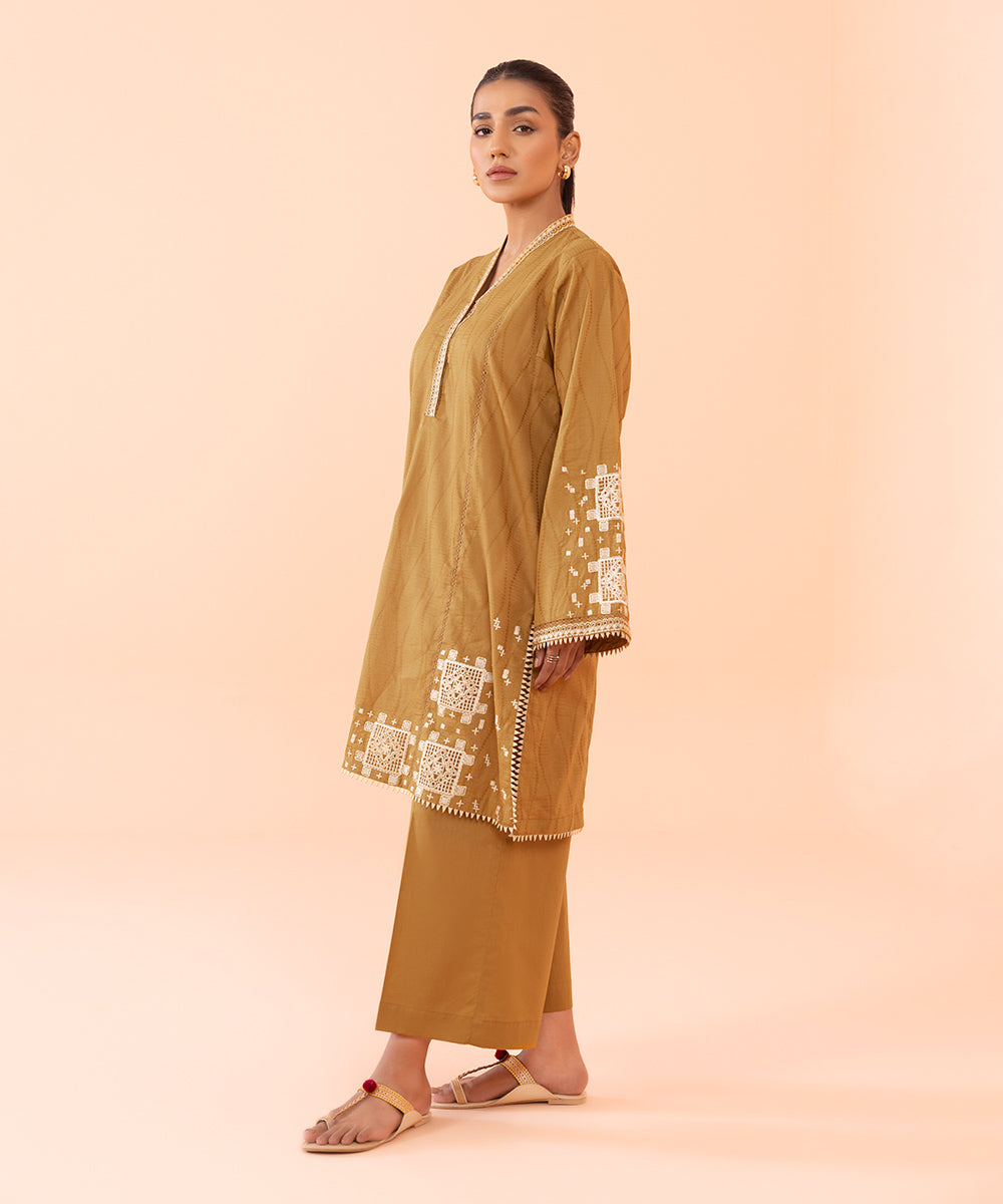 Sapphire - 2 Piece - Embroidered Cotton Satin Suit