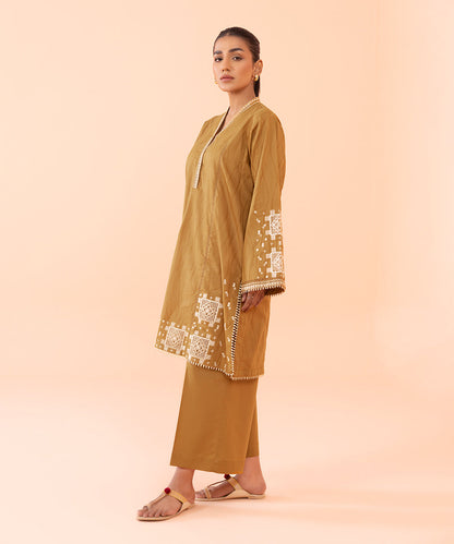 Sapphire - 2 Piece - Embroidered Cotton Satin Suit