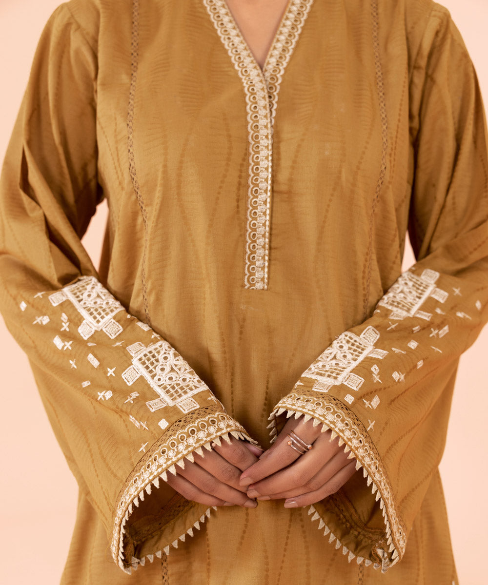Sapphire - 2 Piece - Embroidered Cotton Satin Suit