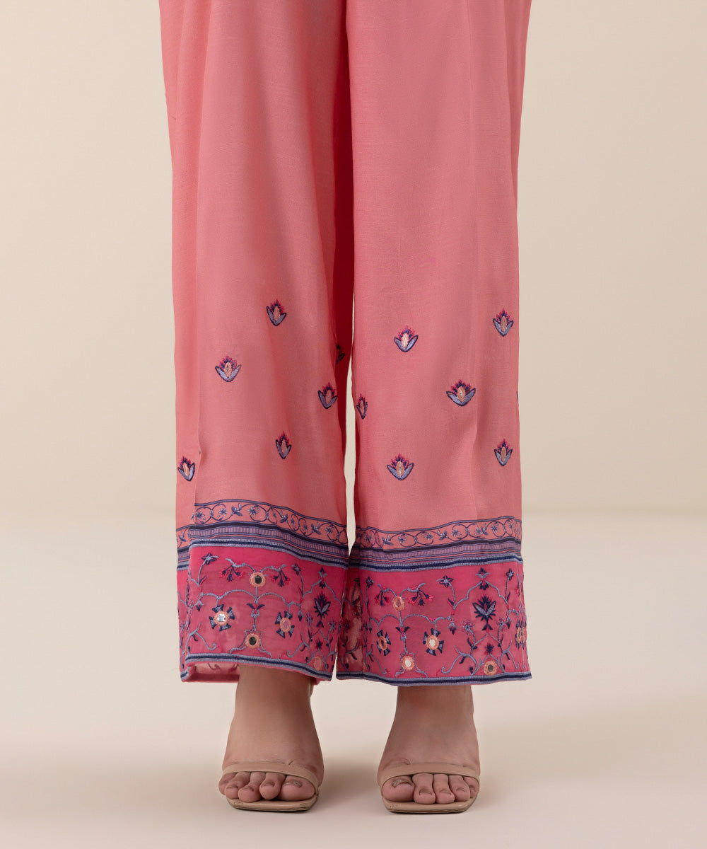 Sapphire - Embroidered Raw Silk Culottes