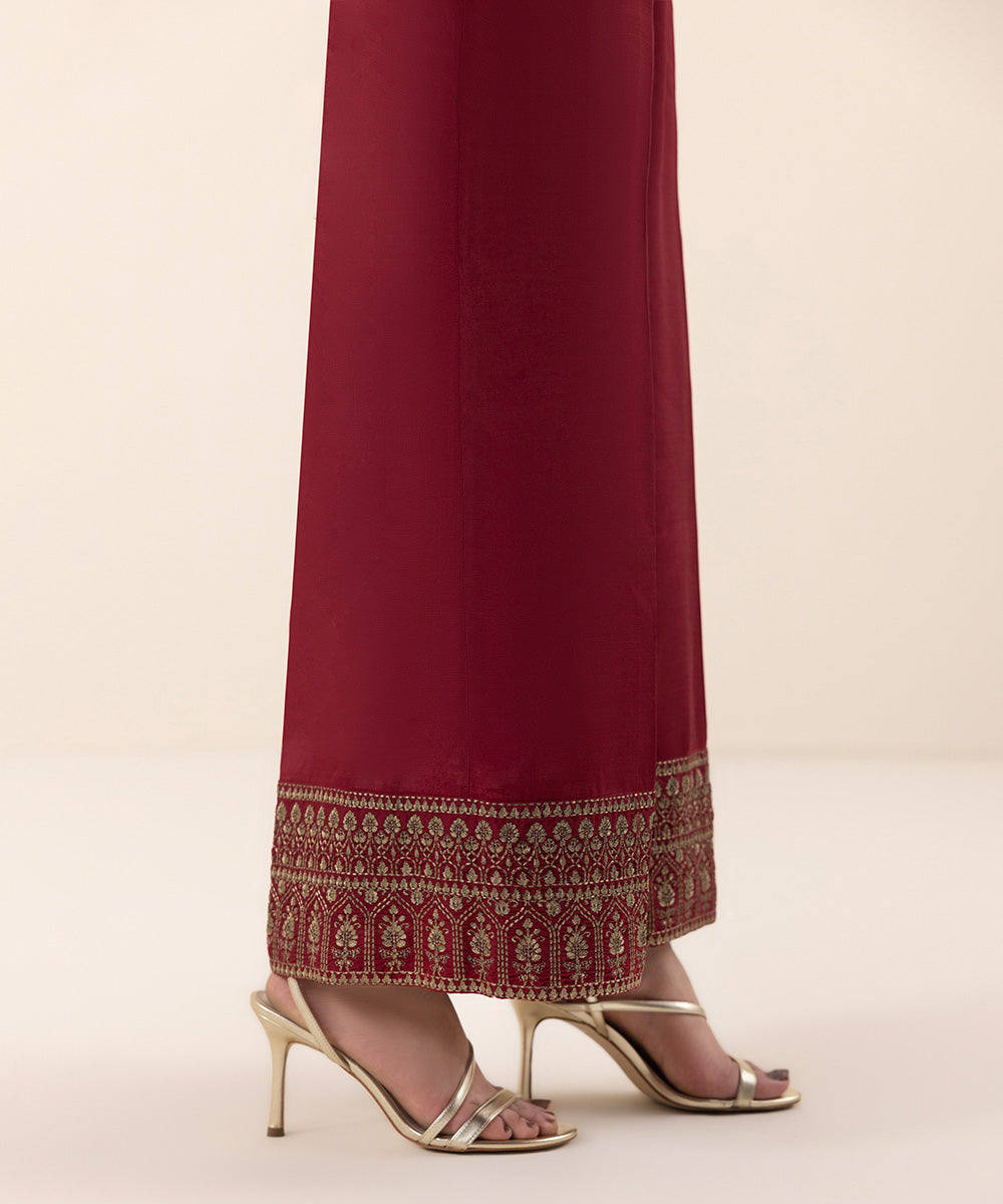 Sapphire - Embroidered Raw Silk Culottes