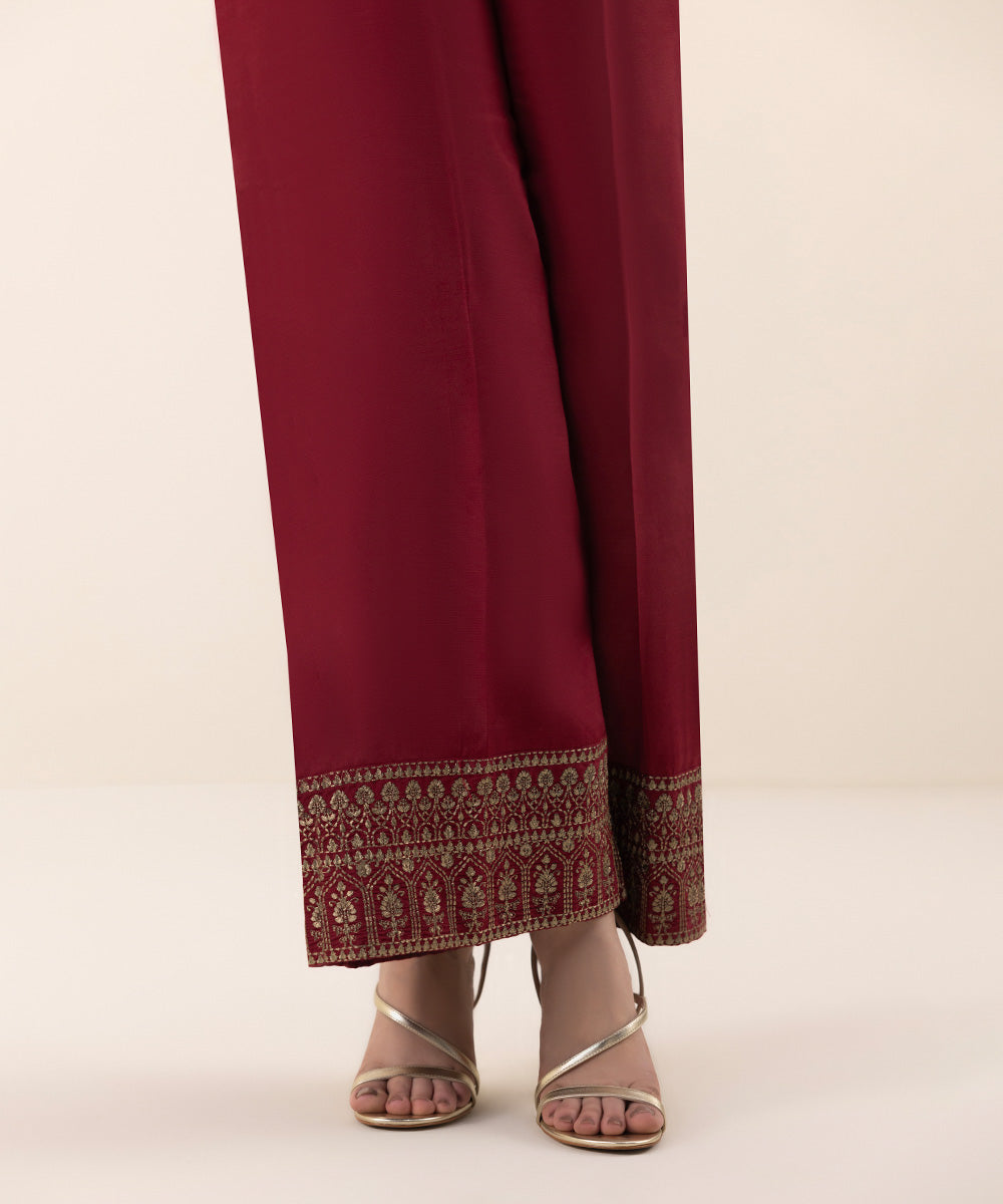 Sapphire - Embroidered Raw Silk Culottes