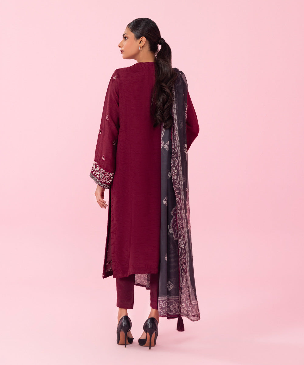 Sapphire - 3 Piece - Embroidered Raw Silk Suit