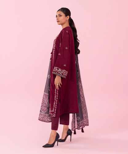 Sapphire - 3 Piece - Embroidered Raw Silk Suit