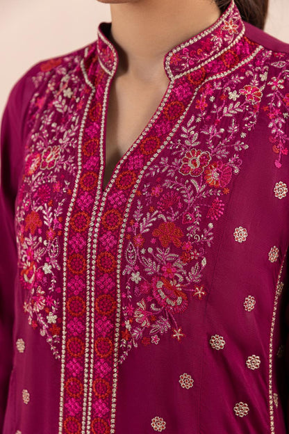 Sapphire - 3 Piece - Embroidered Raw Silk Suit