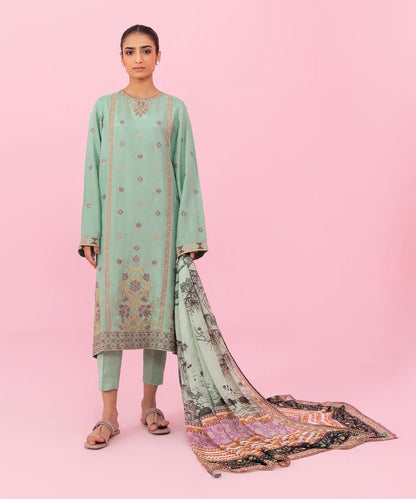 Sapphire - 3 Piece - Embroidered Raw Silk Suit
