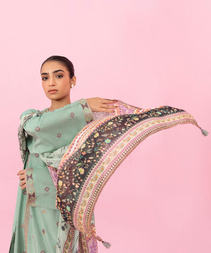 Sapphire - 3 Piece - Embroidered Raw Silk Suit