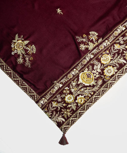 Sapphire - Embroidered Velvet Shawl