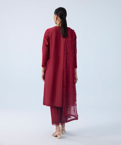 Sapphire - 3 Piece - Embroidered Cotton Satin Suit