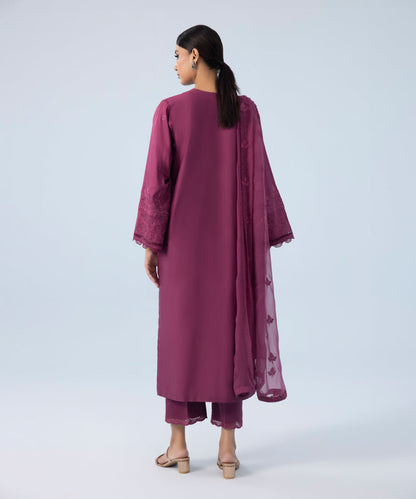 Sapphire - 3 Piece - Embroidered Cotton Satin Suit