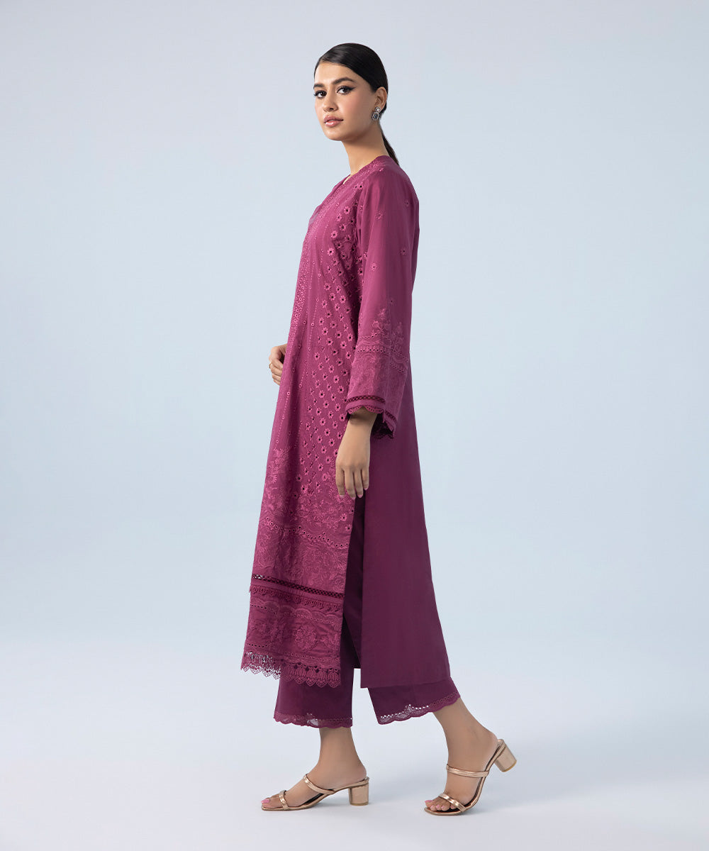 Sapphire - 3 Piece - Embroidered Cotton Satin Suit