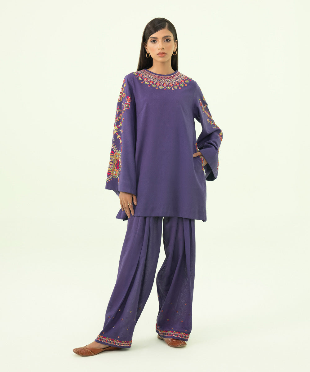 Sapphire - 2 Piece - Embroidered Cotton Karandi Suit