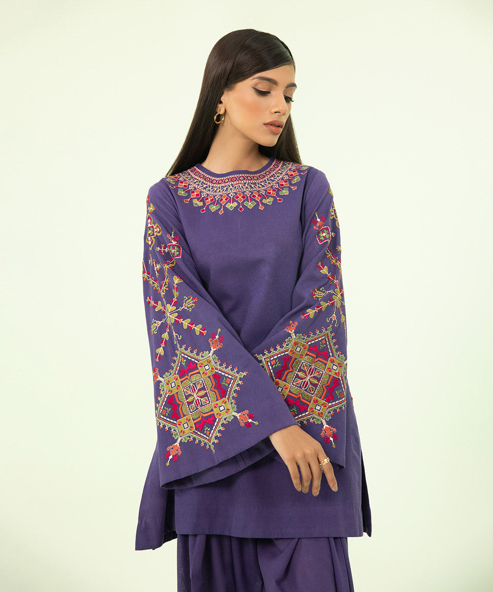 Sapphire - 2 Piece - Embroidered Cotton Karandi Suit