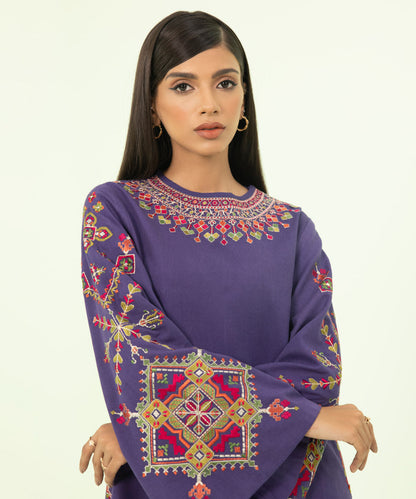 Sapphire - 2 Piece - Embroidered Cotton Karandi Suit