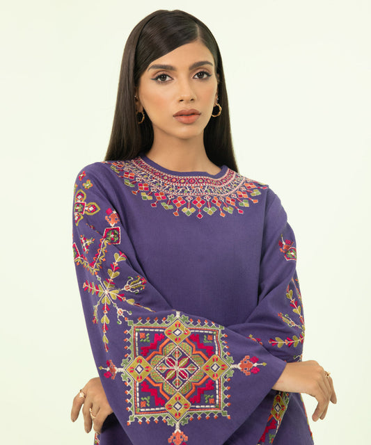 Sapphire - 2 Piece - Embroidered Cotton Karandi Suit