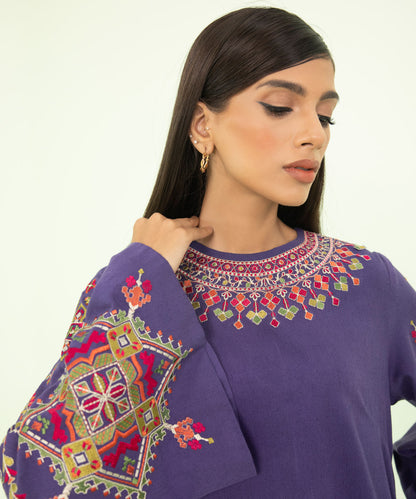 Sapphire - 2 Piece - Embroidered Cotton Karandi Suit