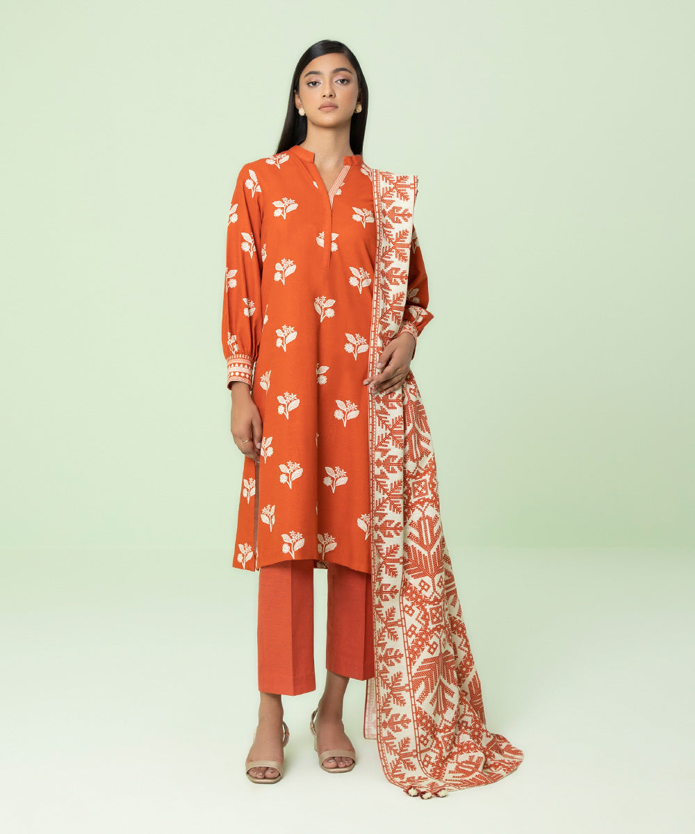Sapphire - 3 Piece - Printed Khaddar Suit