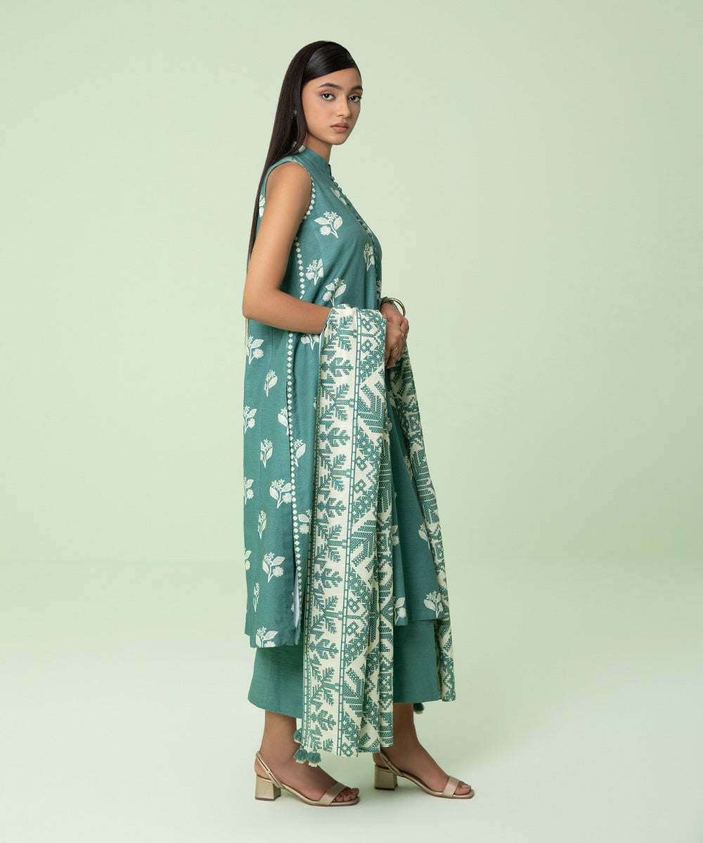 Sapphire - 3 Piece - Printed Khaddar Suit