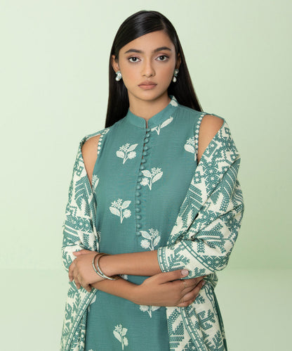 Sapphire - 3 Piece - Printed Khaddar Suit