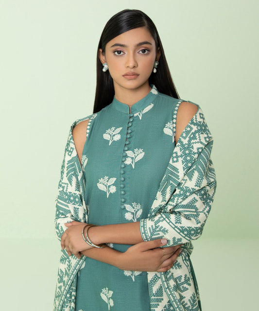 Sapphire - 3 Piece - Printed Khaddar Suit