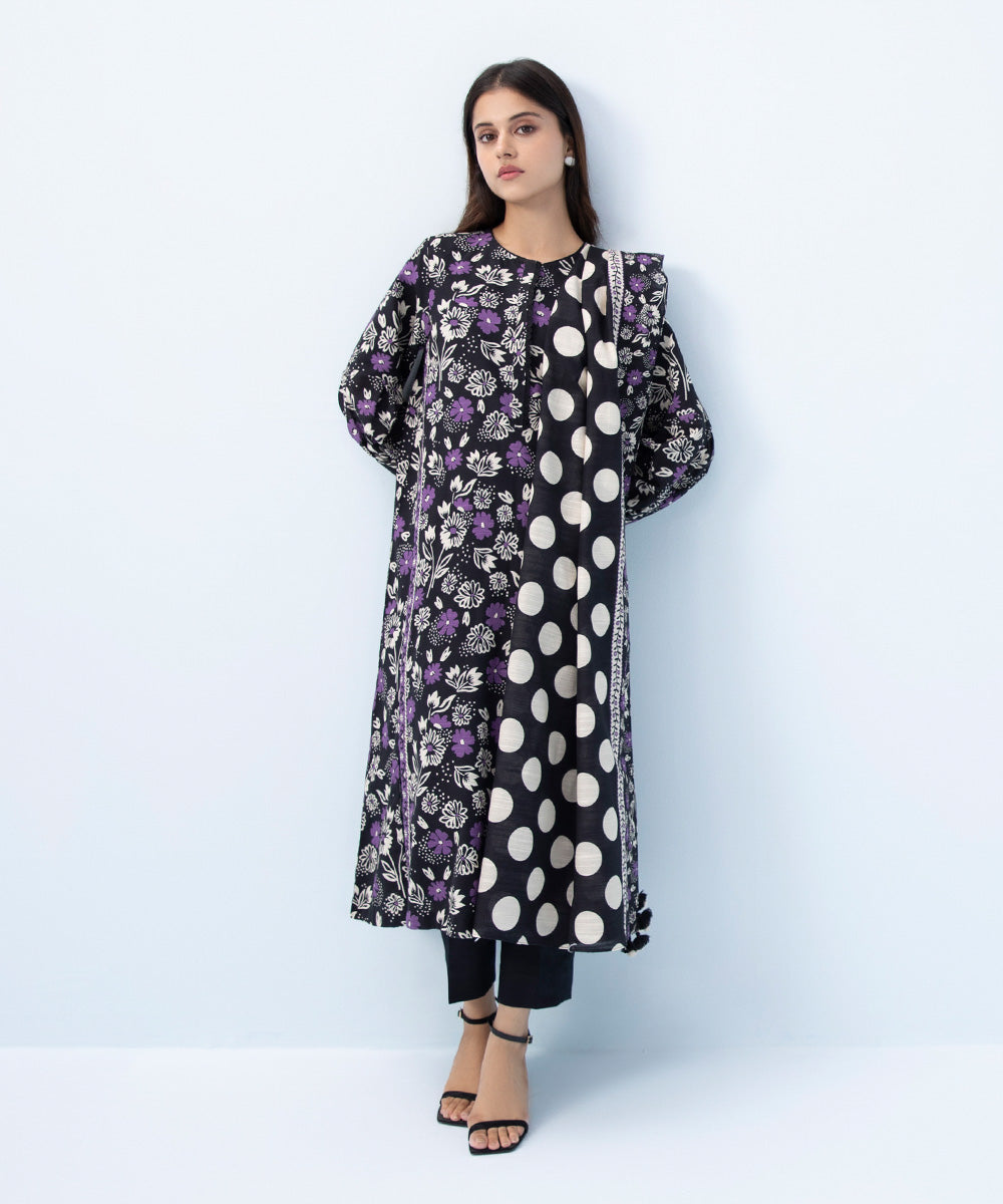 Sapphire - 3 Piece - Printed Khaddar Suit