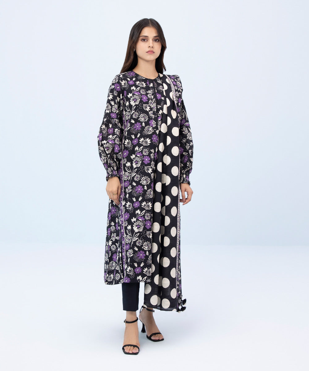 Sapphire - 3 Piece - Printed Khaddar Suit