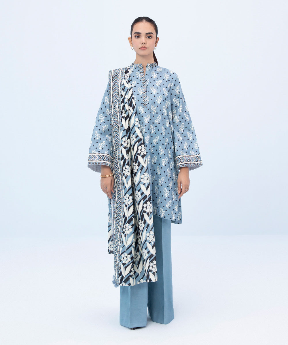 Sapphire - 3 Piece - Printed Khaddar Suit