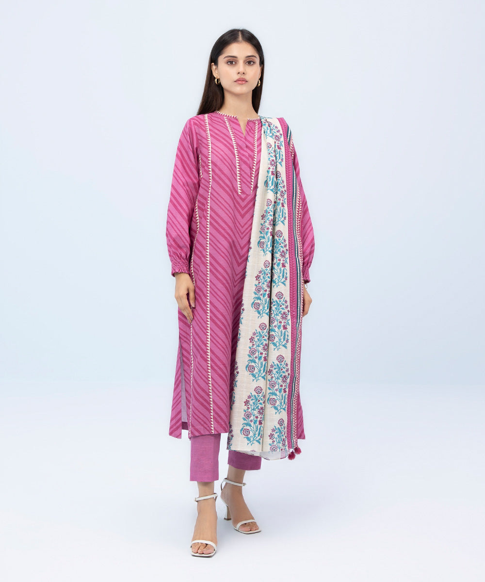 Sapphire - 3 Piece - Printed Khaddar Suit