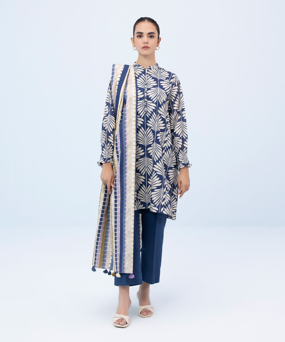 Sapphire - 3 Piece - Printed Khaddar Suit