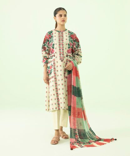 Sapphire - 3 Piece - Printed Khaddar Suit