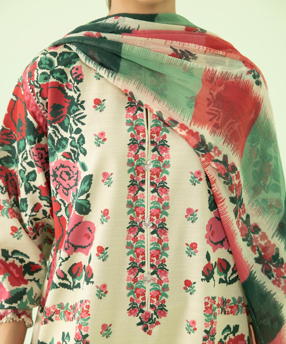Sapphire - 3 Piece - Printed Khaddar Suit