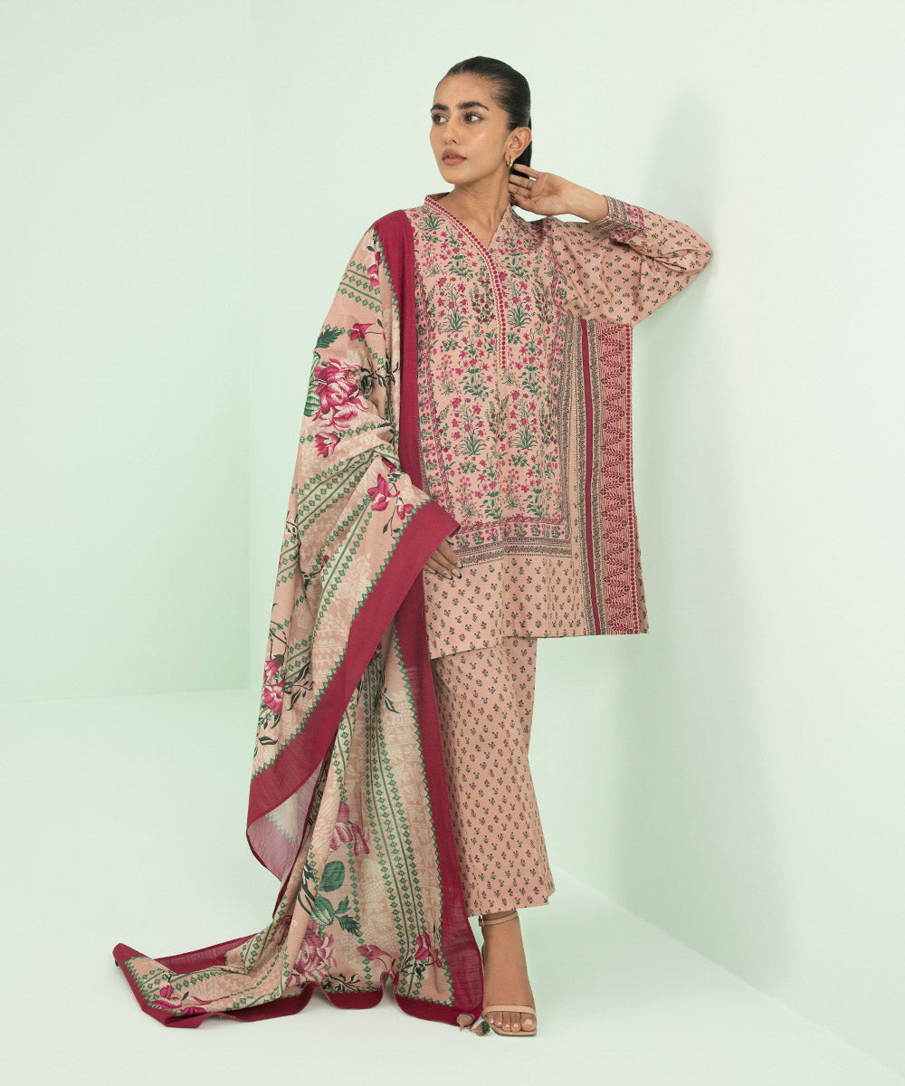 Sapphire - 3 Piece - Printed Khaddar Suit