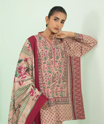 Sapphire - 3 Piece - Printed Khaddar Suit