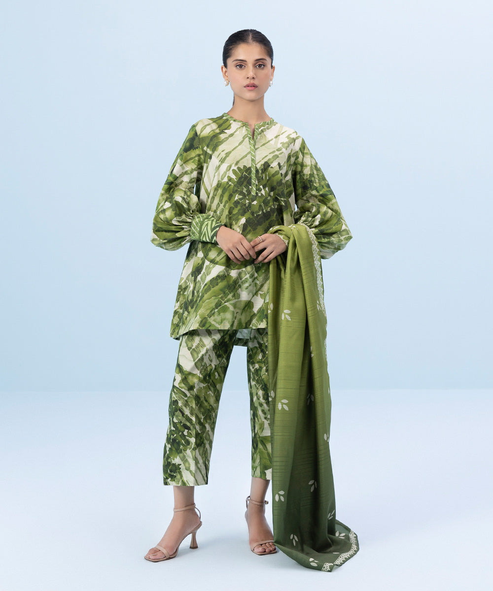 Sapphire - 3 Piece - Printed Khaddar Suit