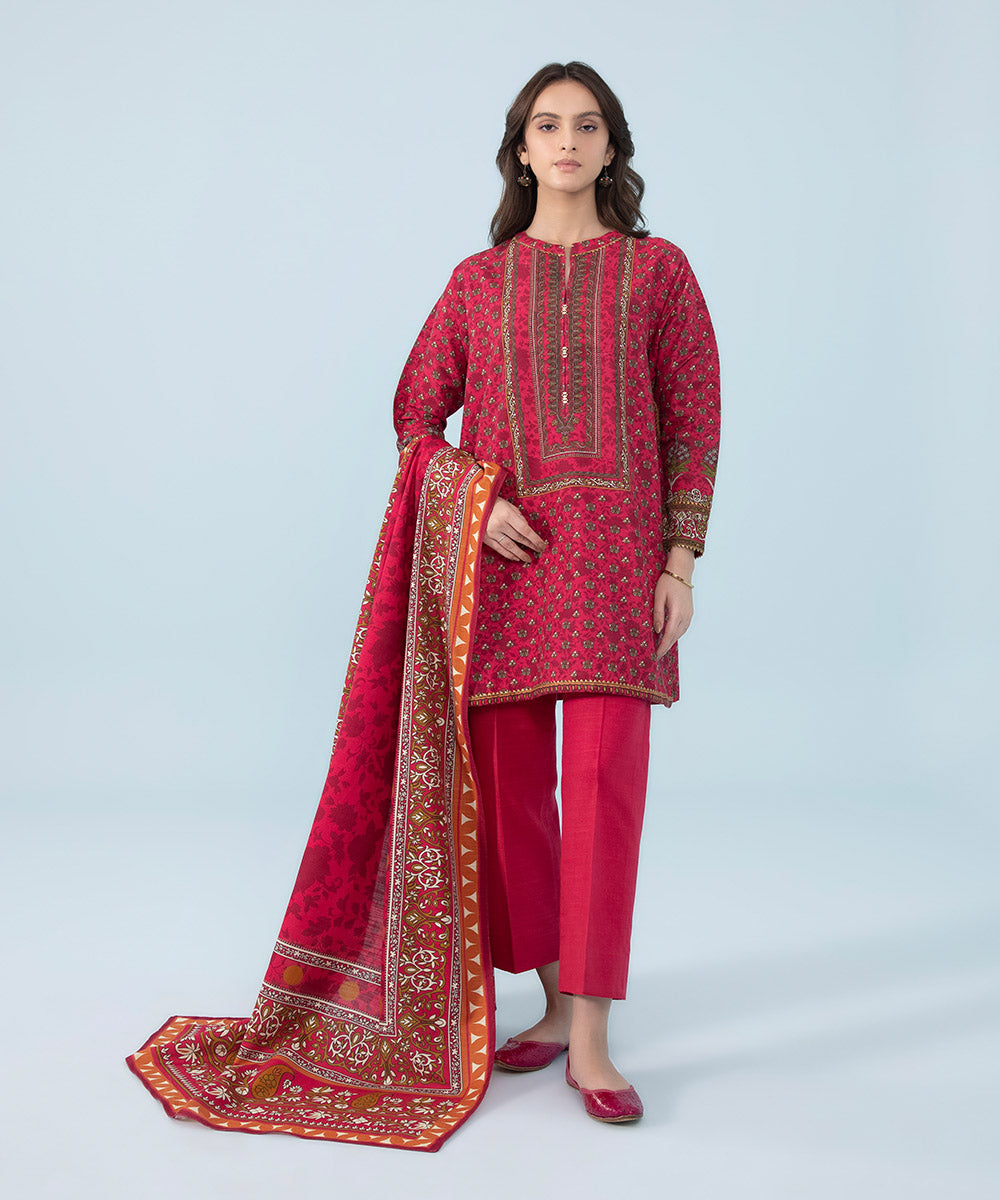 Sapphire - 3 Piece - Printed Khaddar Suit