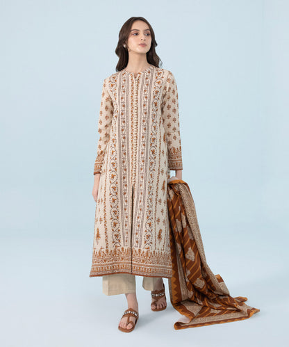 Sapphire - 3 Piece - Printed Khaddar Suit
